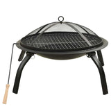 Vidaxl vuurschaal en barbecue 2-in-1 met pook 56x56x49 cm staal