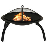 Vidaxl vuurschaal en barbecue 2-in-1 met pook 56x56x49 cm staal