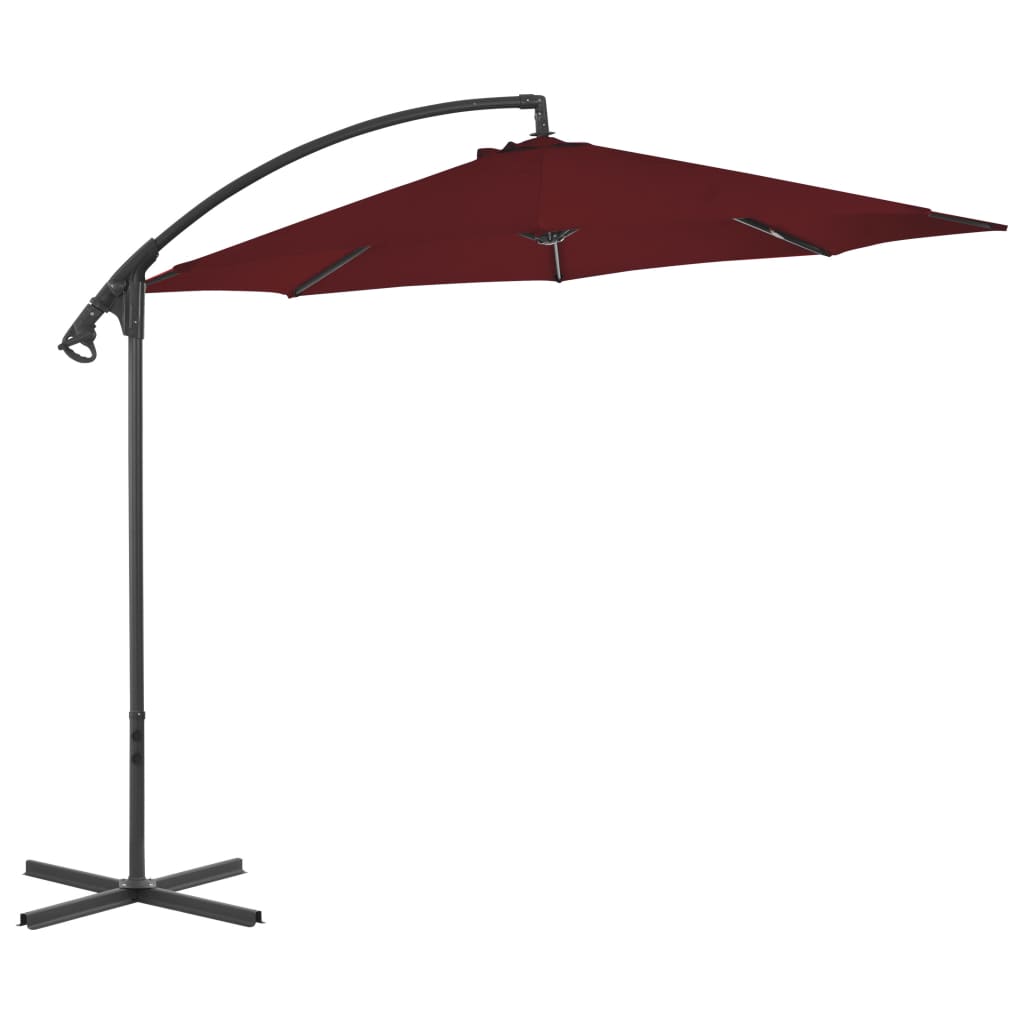 VidaXL Zweefparasol met stalen paal 300 cm bordeauxrood