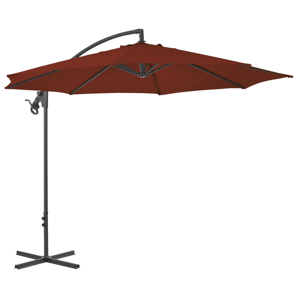 VidaXL Zweefparasol met stalen paal 300 cm terracottakleurig