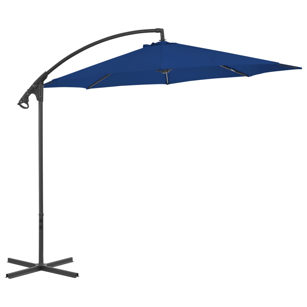 VidaXL Zweefparasol met stalen paal 300 cm azuurblauw