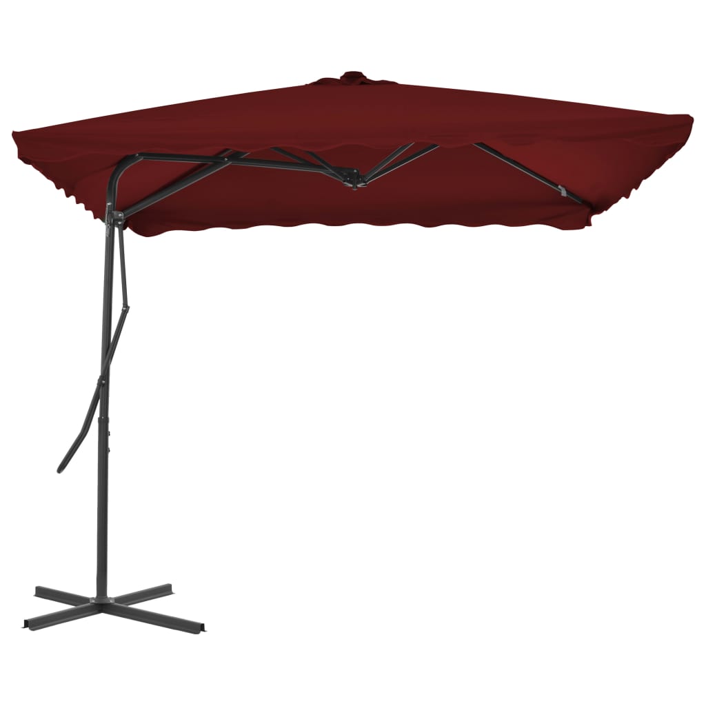 Vidaxl parasol met stalen paal 250x250x230 cm bordeauxrood