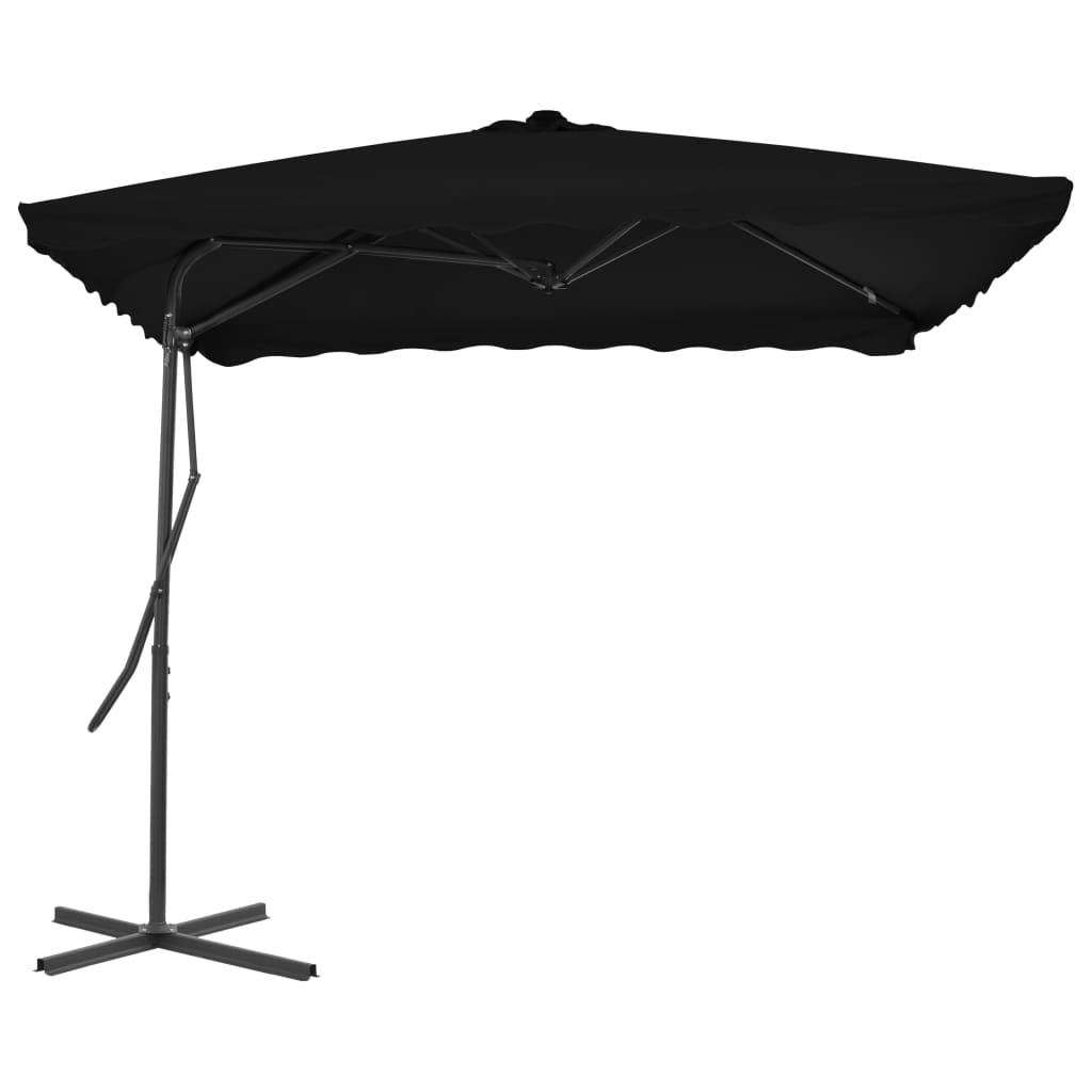 Vidaxl parasol met stalen paal 250x250x230 cm zwart