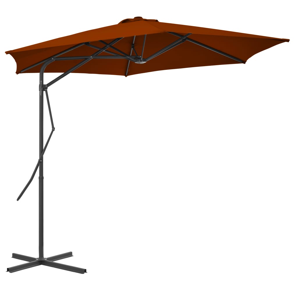 Vidaxl parasol met stalen paal 300x230 cm terracottakleurig