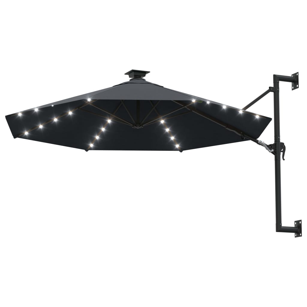 VidaXL Wandparasol met LED's 300 cm antracietkleurig