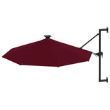 VidaXL Wandparasol met LED's 300 cm bordeauxrood