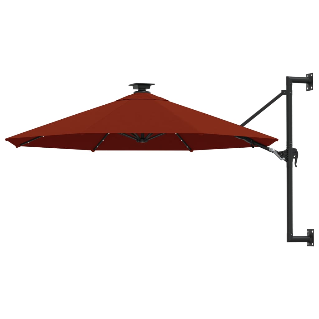 VidaXL Wandparasol met LED's 300 cm terracottakleurig