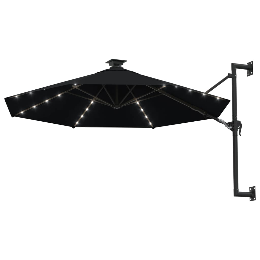 VidaXL Wandparasol met LED's 300 cm zwart