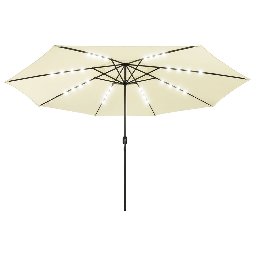 Vidaxl parasol met led-verlichting 400 cm zandkleurig