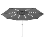 VidaXL Parasol met LED-verlichting metalen paal 400 cm antracietkleur