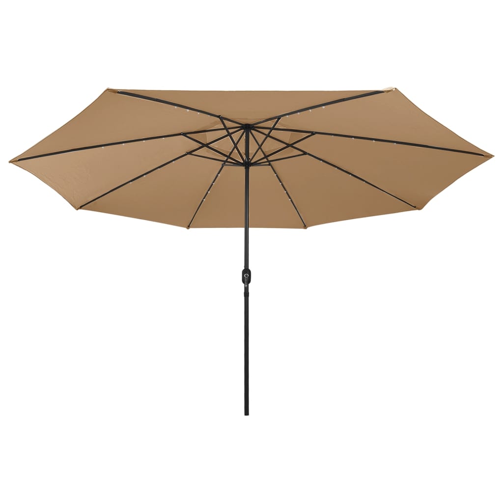 VidaXL Parasol met LED-verlichting en metalen paal 400 cm taupe