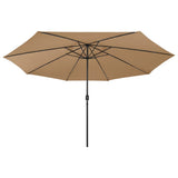 VidaXL Parasol met LED-verlichting en metalen paal 400 cm taupe