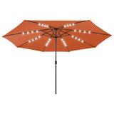 VidaXL Parasol met LED-verlichting metalen paal 400 cm terracottakleur