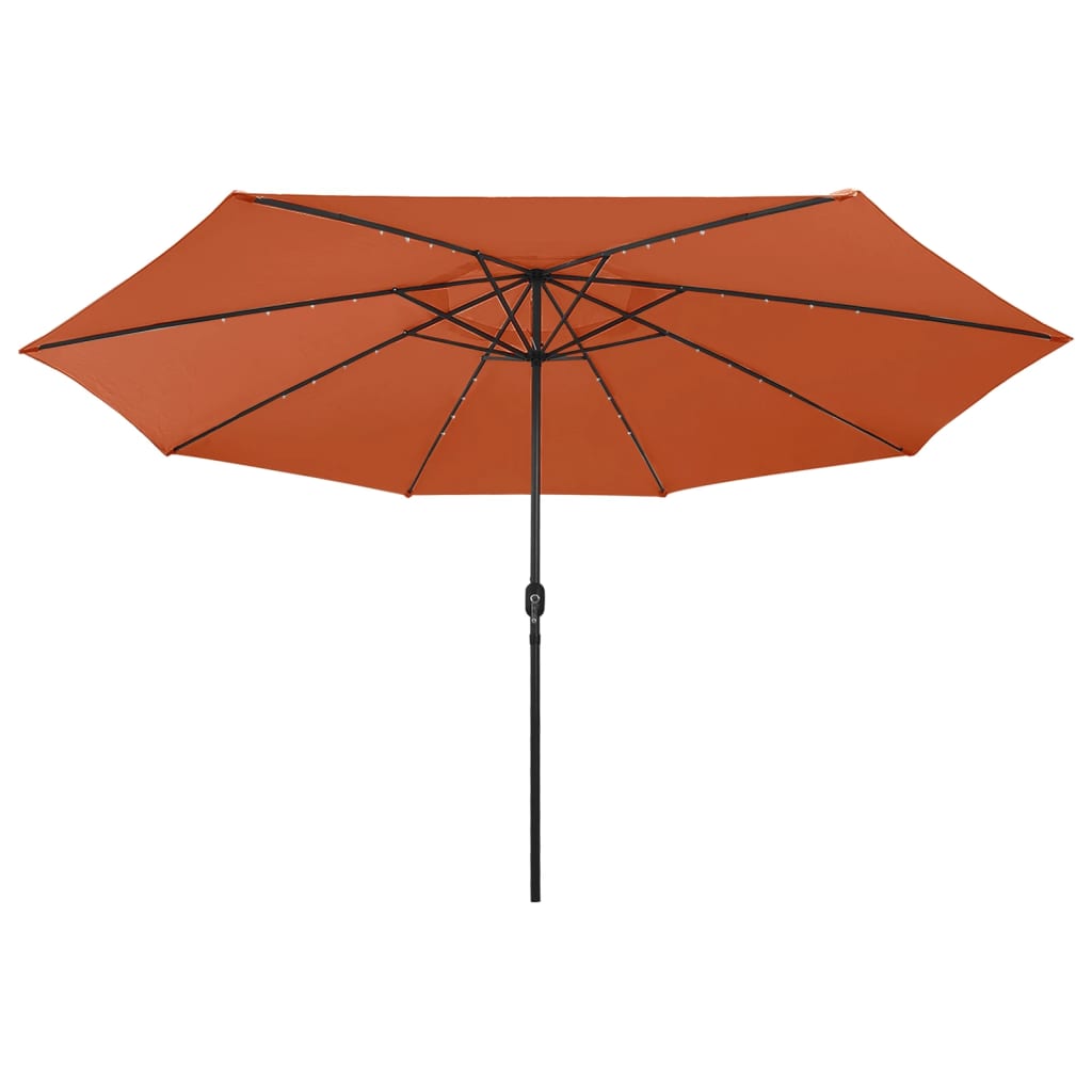 VidaXL Parasol met LED-verlichting metalen paal 400 cm terracottakleur