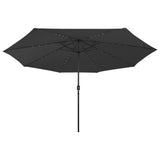 VidaXL Parasol met LED-verlichting en metalen paal 400 cm zwart