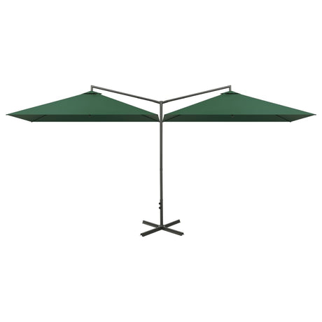 Vidaxl parasol dubbel met stalen paal 600x300 cm groen