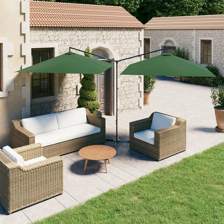 Vidaxl parasol dubbel met stalen paal 600x300 cm groen