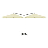 Vidaxl parasol dubbel met stalen paal 600x300 cm zandkleurig