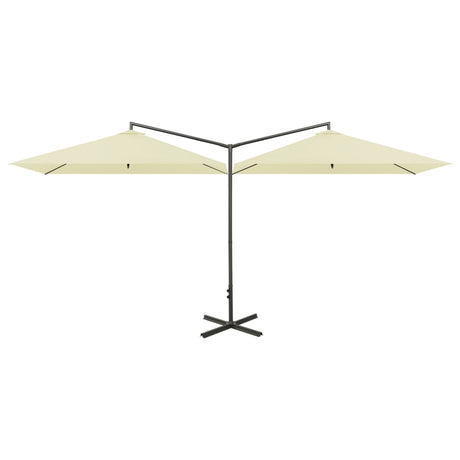 Vidaxl parasol dubbel met stalen paal 600x300 cm zandkleurig