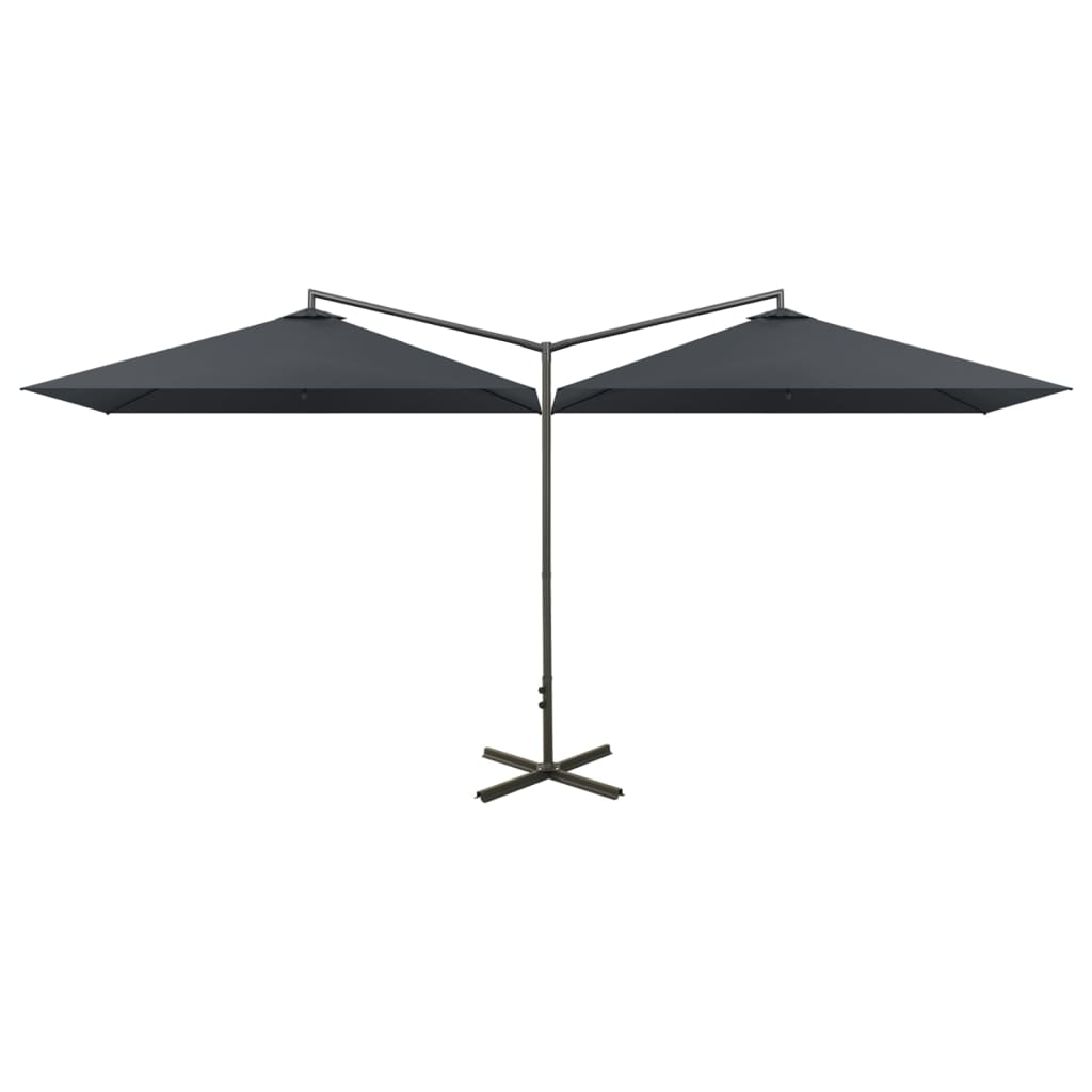 Vidaxl parasol dubbel met stalen paal 600x300 cm antracietkleurig