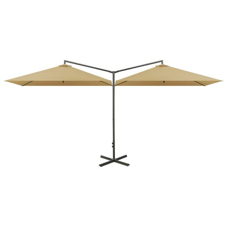 Vidaxl parasol dubbel met stalen paal 600x300 cm taupe
