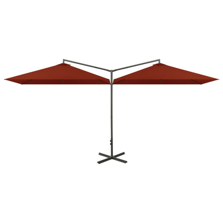 Vidaxl parasol dubbel met stalen paal 600x300 cm terracottakleurig