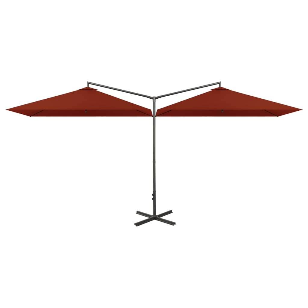 Vidaxl parasol dubbel met stalen paal 600x300 cm terracottakleurig