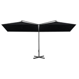 Vidaxl parasol dubbel met stalen paal 600x300 cm zwart