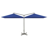 Vidaxl parasol dubbel met stalen paal 600x300 cm azuurblauw