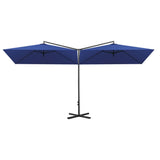 Vidaxl parasol dubbel met stalen paal 600x300 cm azuurblauw