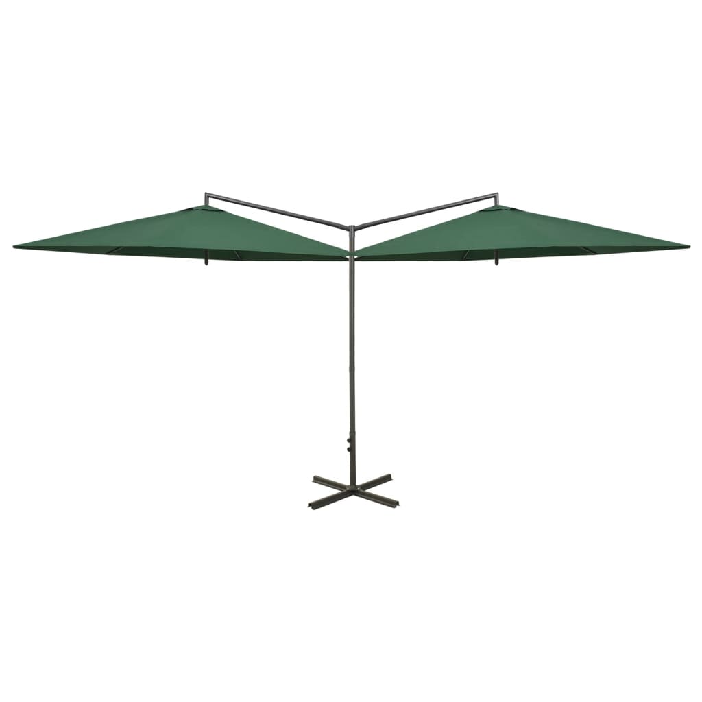 Vidaxl parasol dubbel met stalen paal 600 cm groen