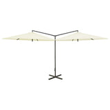 Vidaxl parasol dubbel met stalen paal 600 cm zandkleurig
