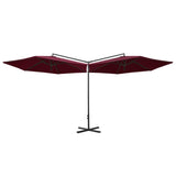 Vidaxl parasol dubbel met stalen paal 600 cm bordeauxrood