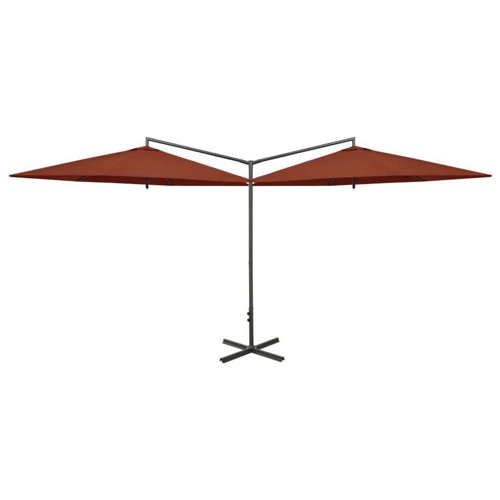 Vidaxl parasol dubbel met stalen paal 600 cm terracottakleurig