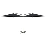 VidaXL Parasol dubbel met stalen paal 600 cm zwart