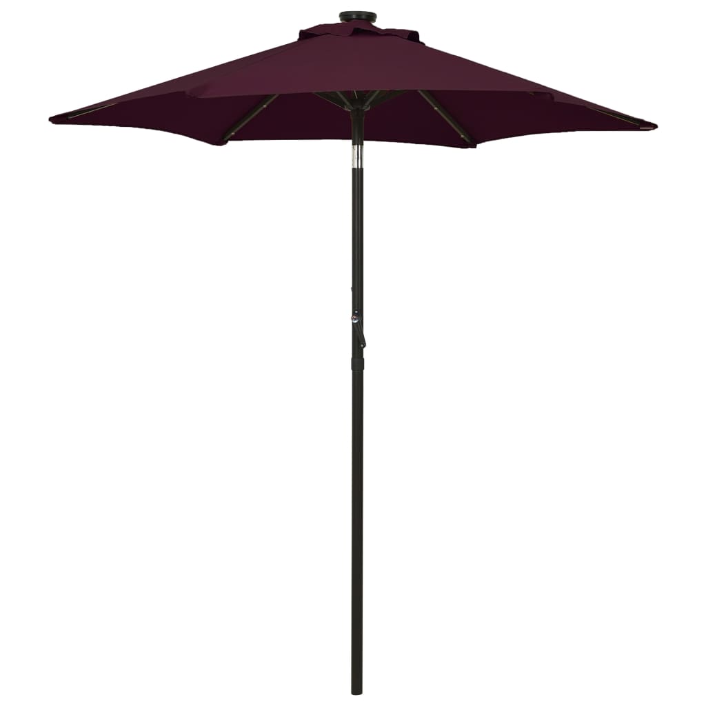 VidaXL Parasol met LED-verlichting 200x211 cm aluminium bordeauxrood