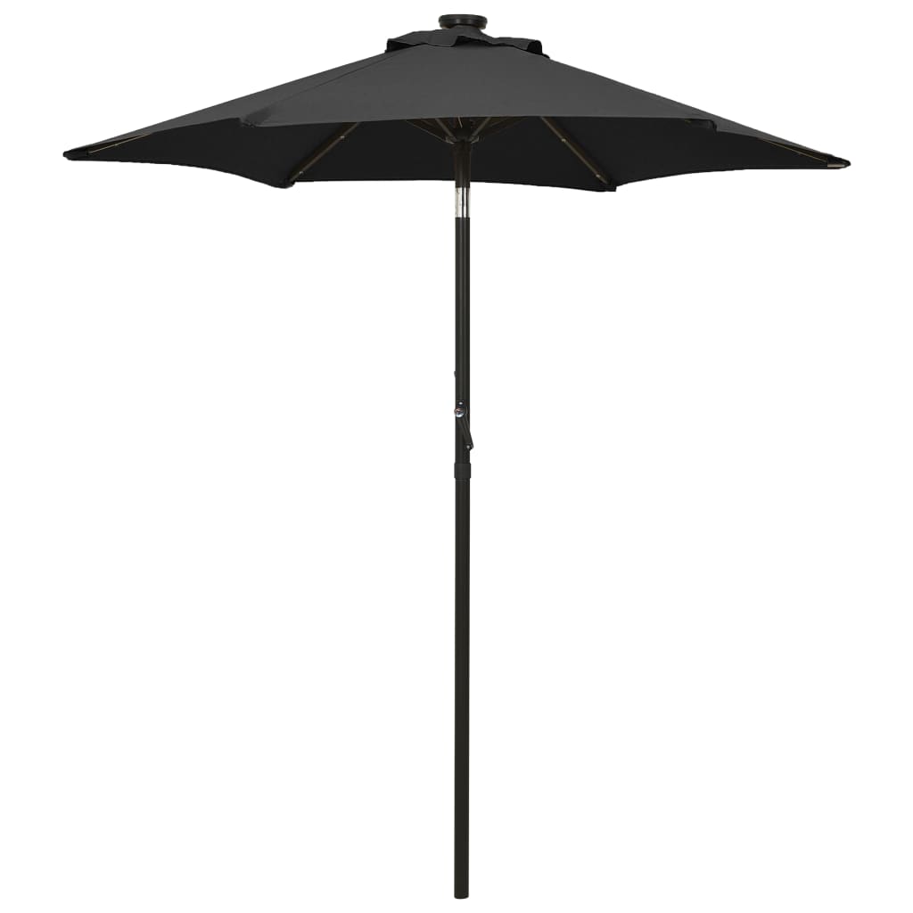 Vidaxl parasol met led-verlichting 200x211 cm aluminium zwart