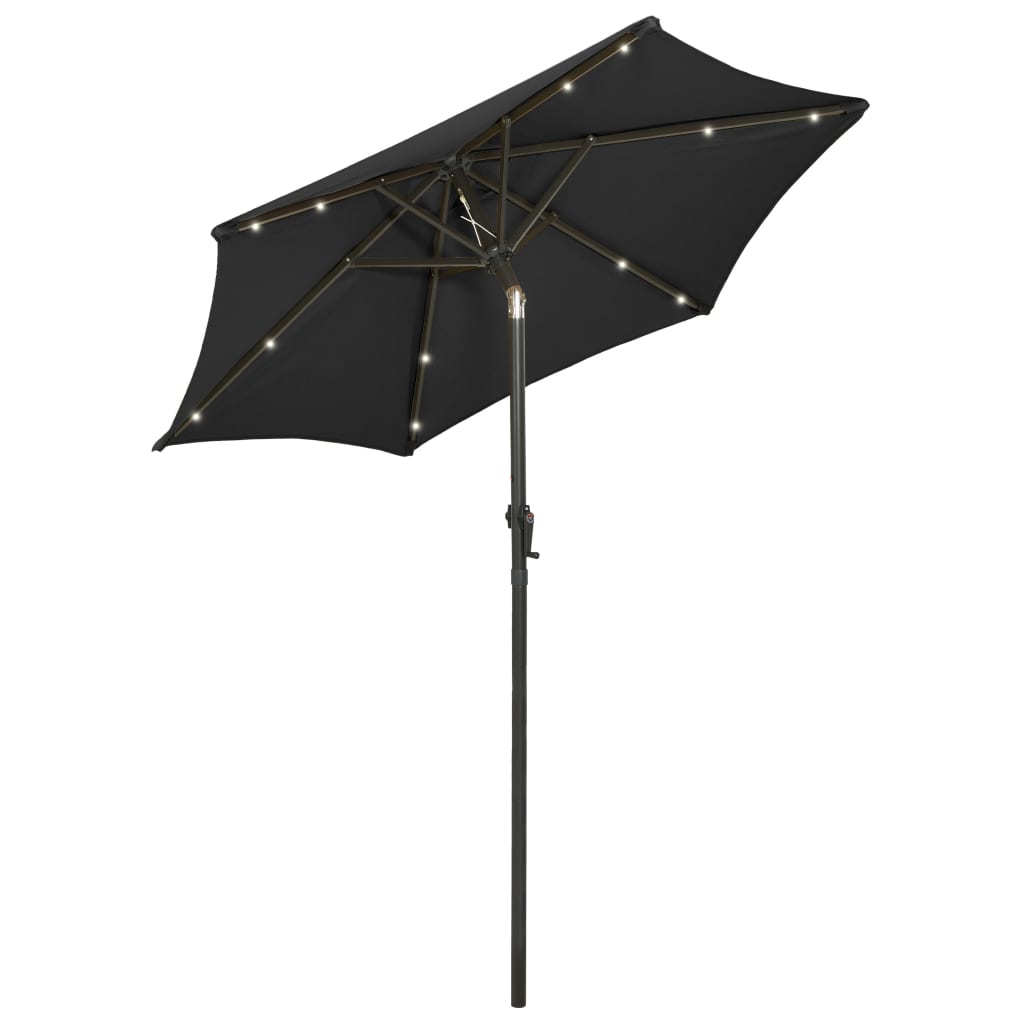 Vidaxl parasol met led-verlichting 200x211 cm aluminium zwart