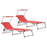 Vidaxl ligbedden inklapbaar met dak 2 st aluminium en textileen rood
