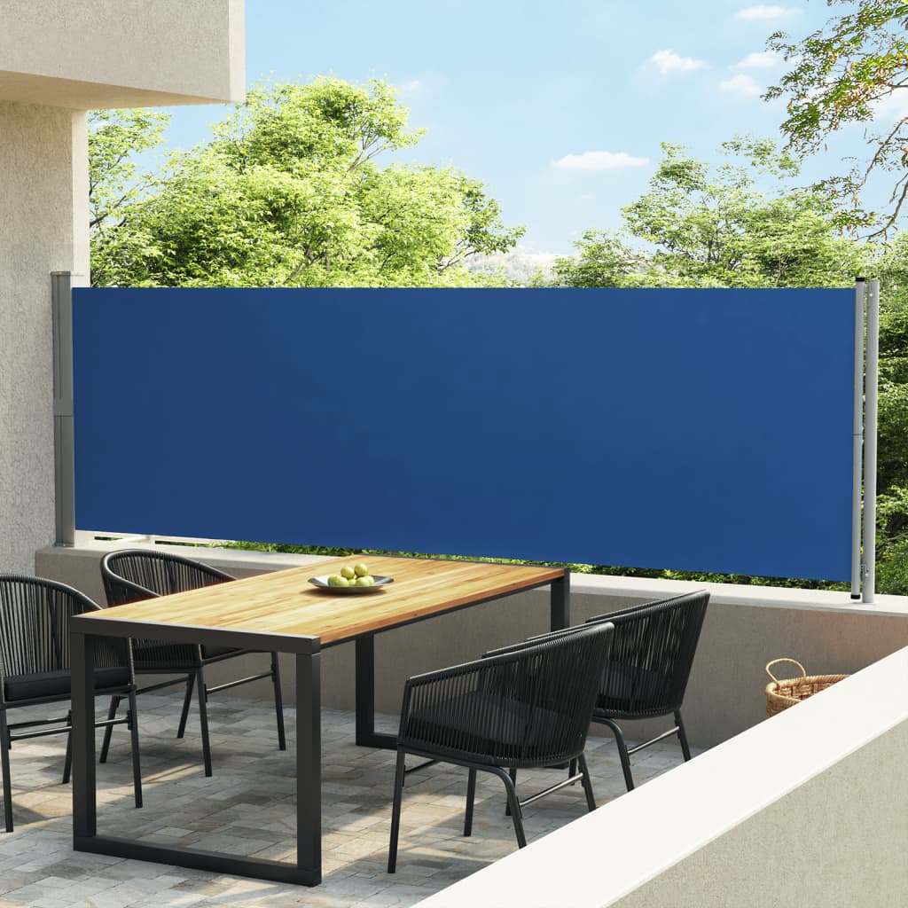 Vidaxl tuinscherm uittrekbaar 140x600 cm blauw