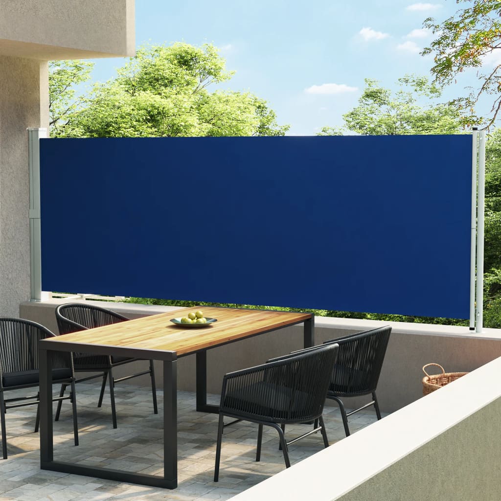 VidaXL Tuinscherm uittrekbaar 600x160 cm blauw