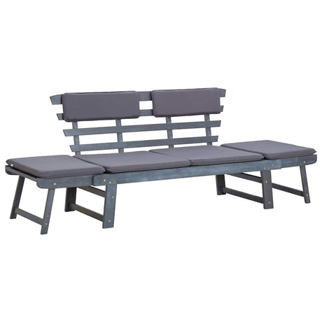 Vidaxl tuinbank met kussens 2-in-1 190 cm massief acaciahout grijs