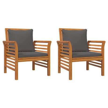 Vidaxl fauteuils 2 st met donkergrijze kussens massief acaciahout