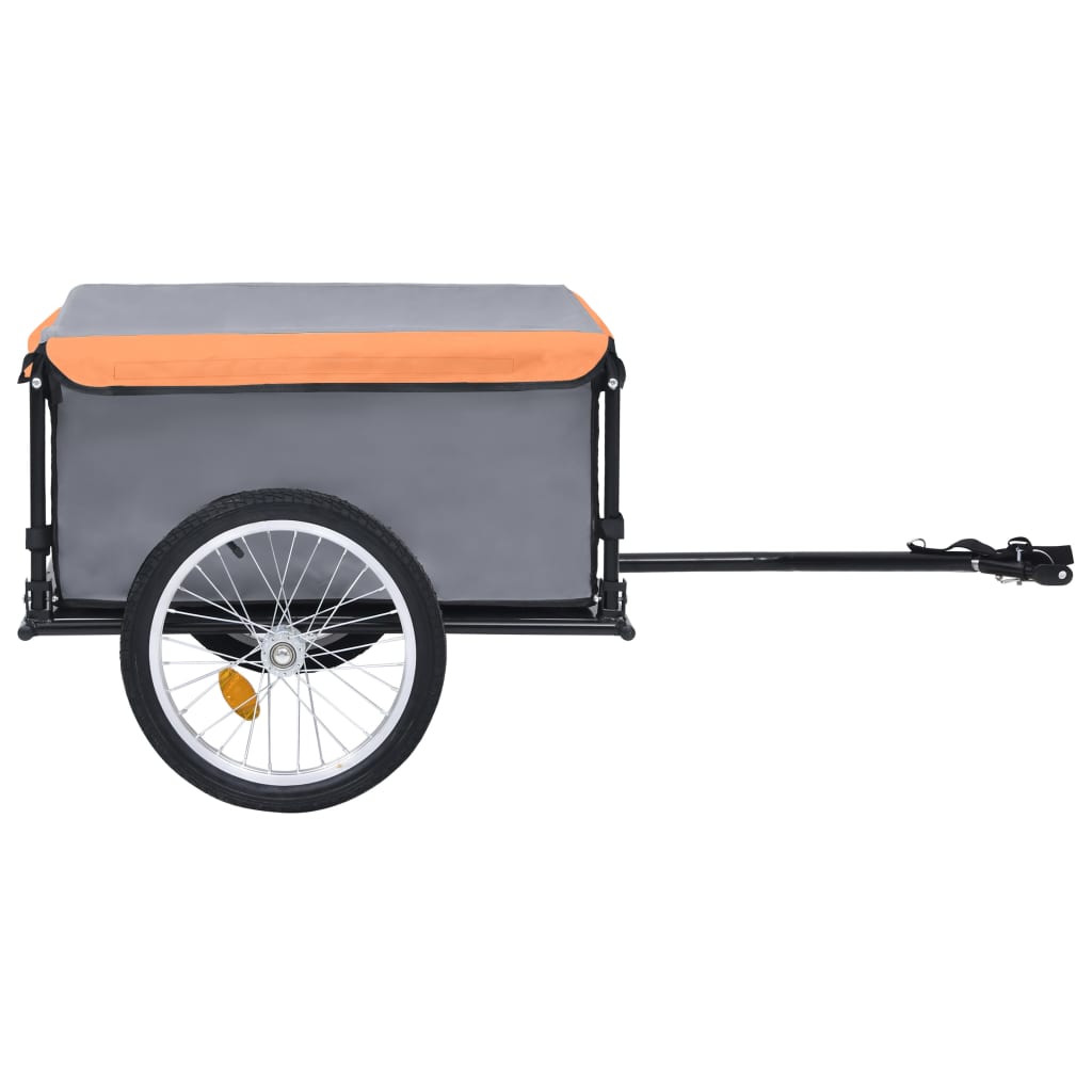 VidaXL Fietstrailer 65 kg grijs en oranje