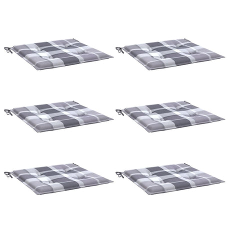 Vidaxl tuinstoelkussens 6 st 40x40x4 cm oxford stof ruitpatroon grijs