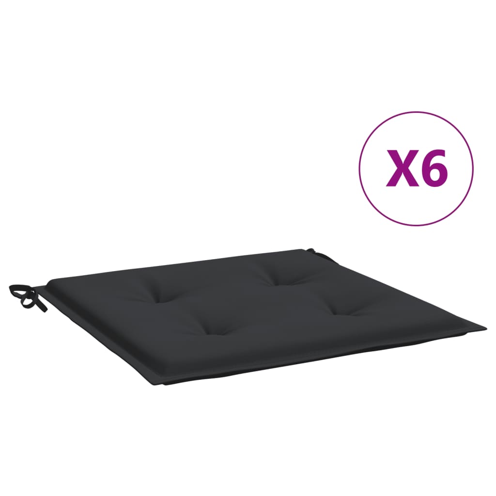 VidaXL Tuinstoelkussens 6 st 50x50x3 cm oxford stof zwart