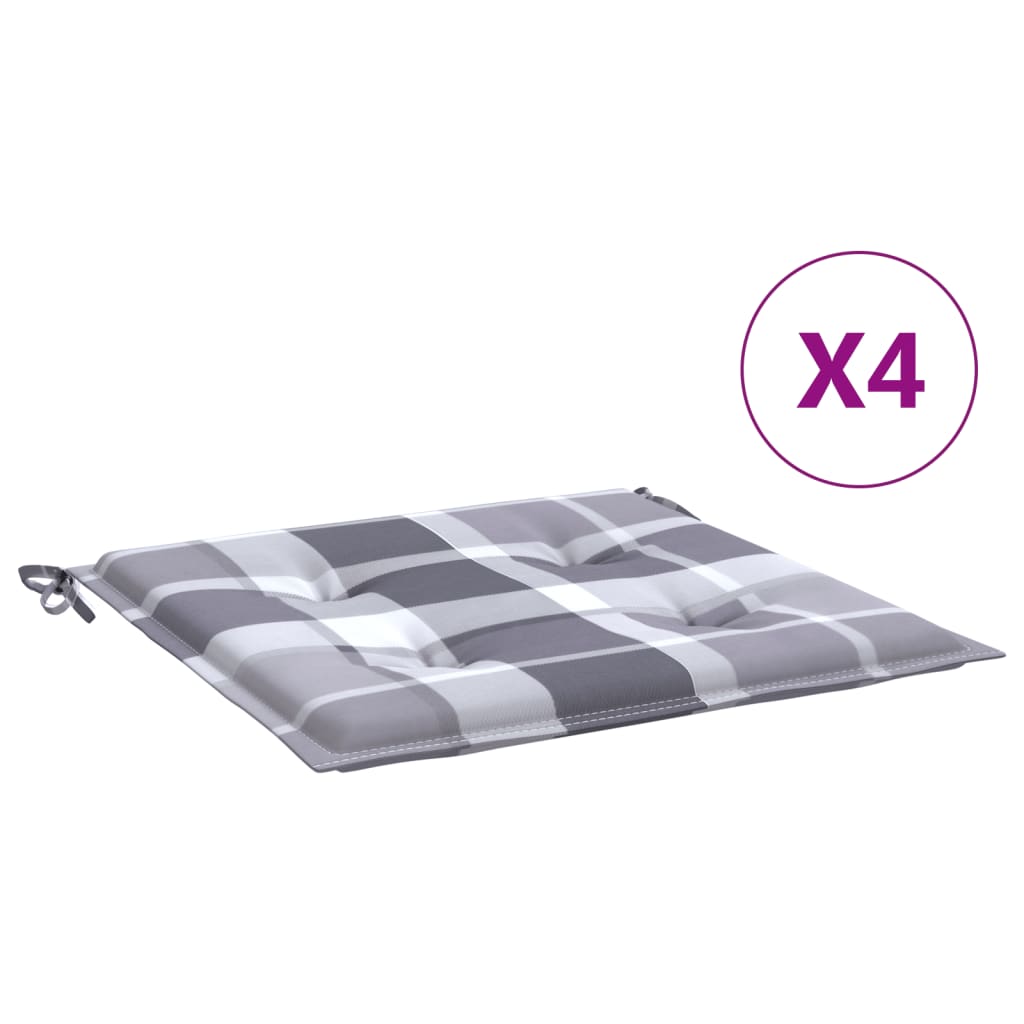 Vidaxl tuinstoelkussens 4 st 50x50x4 cm oxford stof ruitpatroon grijs