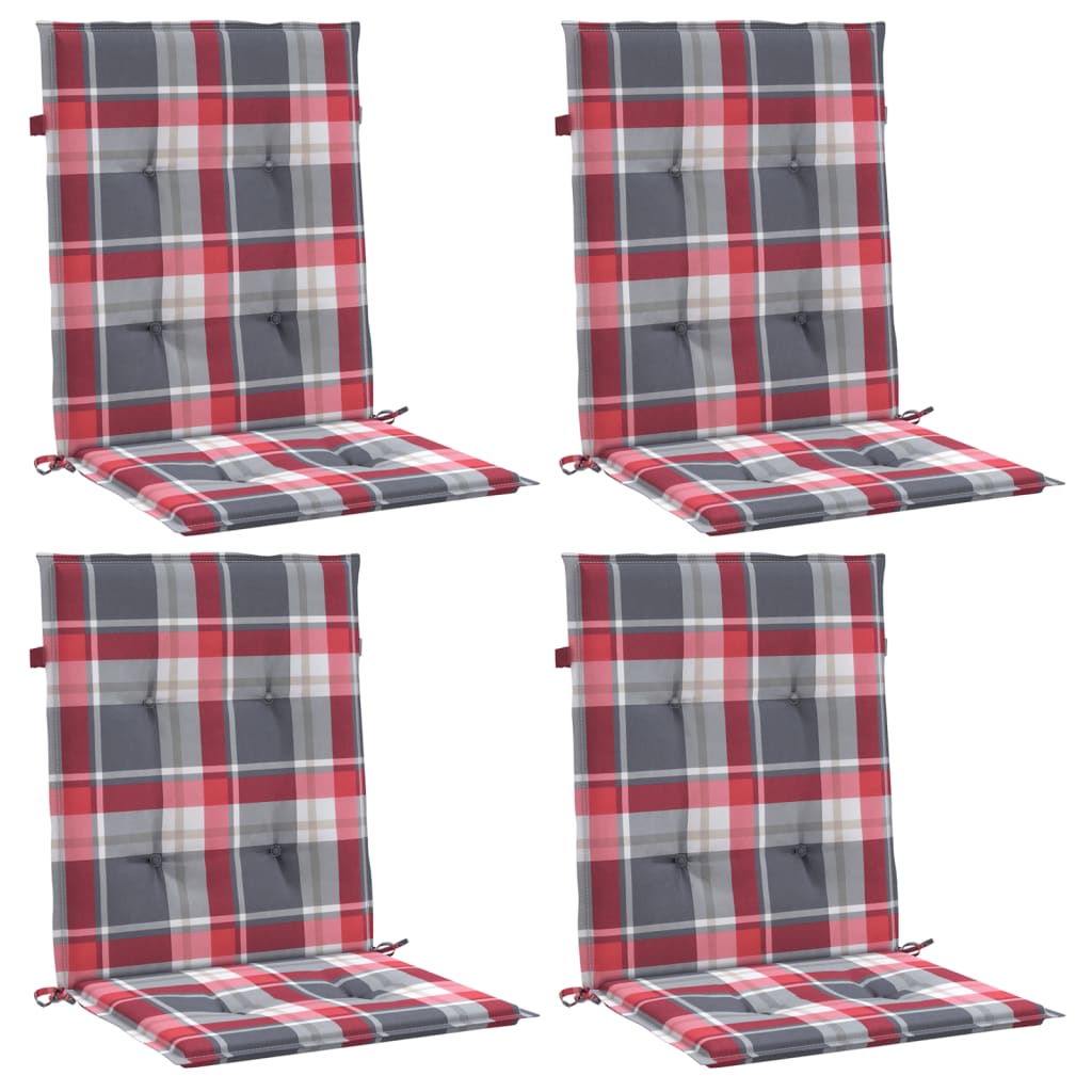 Vidaxl tuinstoelkussens 4 st 100x50x3 cm oxford stof ruitpatroon rood