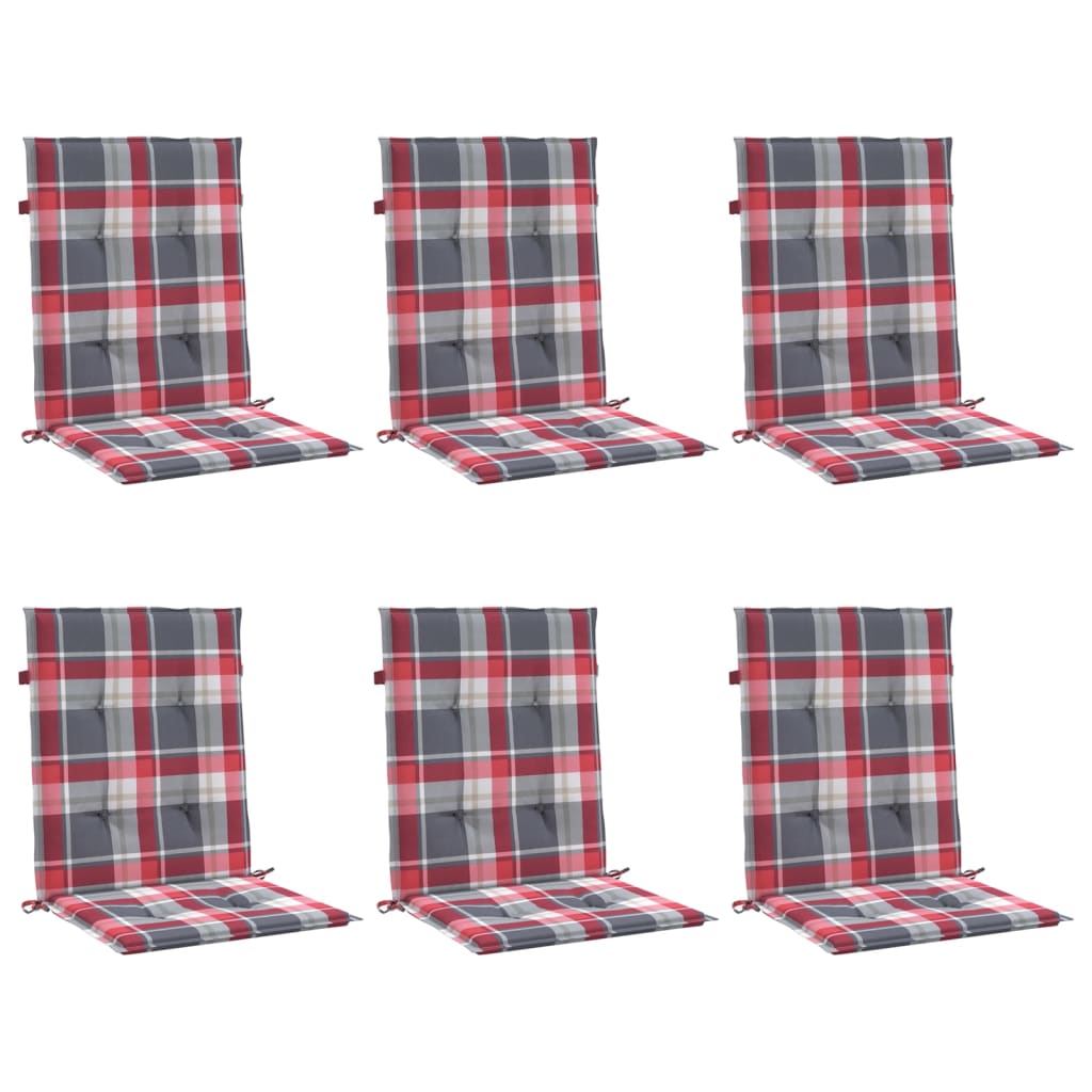 Vidaxl tuinstoelkussens 6 st 100x50x3 cm oxford stof ruitpatroon rood