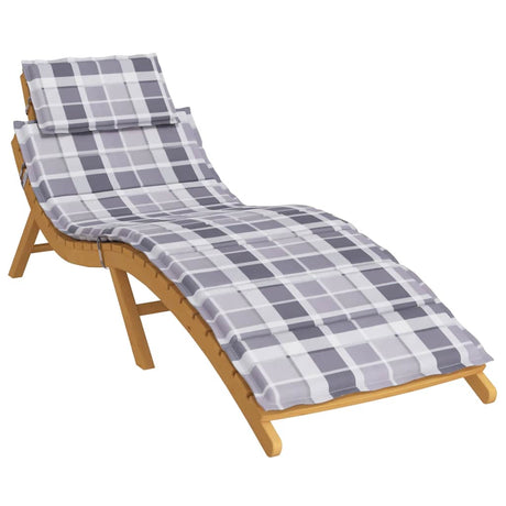 Vidaxl ligbedkussen 186x58x4 cm oxford stof ruitpatroon grijs